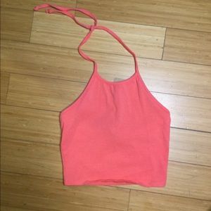 Full Tilt Coral Crop Halter Top
